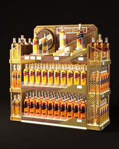 a display case filled with lots of bottles