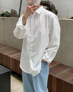 Blue Jeans White Shirt Outfit Men, White Shirt And Blue Jeans Outfit, White Shirt Outfit For Men Aesthetic, White Shirt Blue Jeans Men, Blue Jeans White Shirt Outfit, Uniqlo Fits, When Gracie Met The Grump, White Shirt Outfit For Men, High End Streetwear