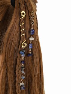 Navy Blue  Collar  Zinc Alloy   Embellished   Women Accessories Ethiopian Hair, Braid Accessories, Faux Hair, Braid Jewelry, Dreadlock Beads, Vintage Hair Clips, Loc Jewelry, Ethnic Hairstyles, Bohemian Hairstyles