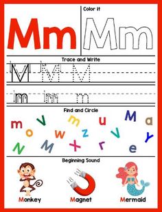 the letter m worksheet for children to learn how to write and draw letters