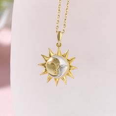 Moon and sun, yin and yang: the balance of nature is essential. One force without its opposite is powerless. The moon reflects the light of the sun, illuminating the night when life rests and restores itself. Manifest your dreams with the power of masculine and feminine energy.Weight: 4.44 gWidth: 18.2 mmHeight: 18.1 mmThickness: 4.5 mmMaterial: 925 SilverPlating Color: Silver, Yellow GoldLength: 450 mm Sun And Moon Jewelry, Masculine And Feminine Energy, Balance Of Nature, Moon And Sun, Manifest Your Dreams, Jewelry Accessories Ideas, Yin And Yang, Moon Jewelry, Necklace Online