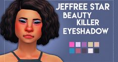 an animated image of a woman's face with the words jeffree star beauty killer eyeshadow