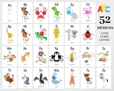 an animal alphabet poster is shown with the letters and numbers for each letter in it