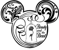 the logo for disney's beauty and the beast, which has been drawn in black ink