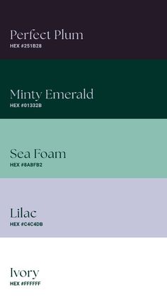 the color scheme for minty emerald, seafoam, lilac and ivory