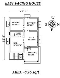 the floor plan for an east facing house