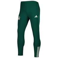 Perfect for a cool morning run or intense workout, these adidas training pants are a classic way to show your Mexico National Team pride. They feature the Mexico National Team crest in a sleek design with touches of the club's colorway for a fresh look. Plus, the AEROREADY fabric promotes breathability with its moisture-wicking technology. Machine wash, tumble dry low Woven design Brand: adidas Screen print graphics Material: 100% Recycled Polyester Heat sealed graphics Ankle zips Inseam for siz Adidas Sporty Joggers For Training, Adidas Activewear With Three Stripes For Sports Events, Adidas Activewear For Sports Events With Three Stripes, Adidas Sporty Joggers For Sports, Adidas Joggers With Three Stripes For Workout, Adidas Sportswear Pants For Sports, Fitted Sportswear Bottoms With Adidas Logo, Functional Activewear For Sports Events, Sporty Adidas Logo Pants For Gym