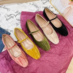 Sinead Pastel Crushed Velvet Ballet Flats Flat Mary Janes, Velvet Ballet Flats, Crushed Velvet Fabric, Velvet Flats, Mary Jane Flats, Dress Shoes Womens, Crazy Shoes, Spring Shoes, Heel Type