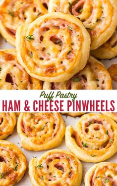 ham and cheese pinwheels with text overlay