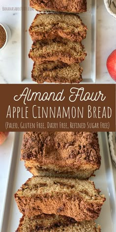 Apple cinnamon bread Almond Flour Sweet Bread Recipes, Best Almond Flour Desserts, Gluten Free Dairy Free Apple Cinnamon Bread, Paleo Apple Bread Recipe, Keto Apple Cinnamon Bread, Healthy Breakfast Breads Gluten Free, Gluten Free Apple Breakfast Recipes, Dairy Free Apple Cinnamon Bread, Paleo Apple Cinnamon Bread