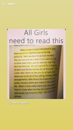 an open book with the words all girls need to read this