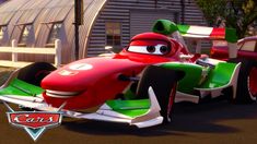 a cartoon character is driving a race car in cars 2 the video game, which features characters from disney and pixama