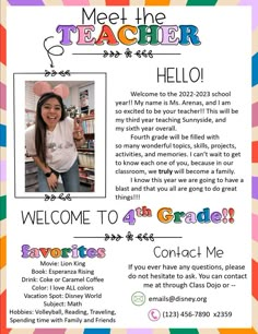 Meet the Teacher Template - English and Spanish versions available to edit Meet The Teacher Letter, Teacher Letter, Elementary Classroom Themes, Kindergarten Classroom Decor, Prek Classroom, Preschool Classroom Decor, Elementary Classroom Decor