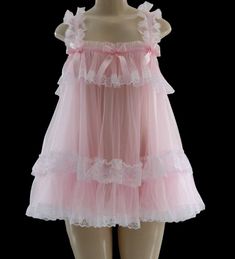 Pink Babydoll Dress, Period Piece, Pink Babydoll, Adult Pajamas, Baby Doll Dress, Weird Fashion, Y2k Clothes, Lingerie Dress, Kawaii Clothes