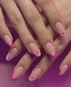 Nail Inspo Almond Pink And White, Pink Ideas Nails, Short Almond Pink Nails Designs, Soft Pink Gel Nails Art Designs, Cute Pink Nail Ideas Short, Easy Valentines Nails Short, Almond Valentines Nails Pink, Simple White And Pink Nails, Nail Art On Pink Nails