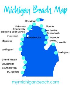 the michigan beach map is shown in blue