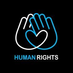 the logo for human rights, which is designed to look like a hand holding a heart