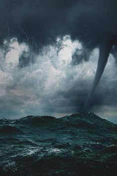 a storm is coming over the ocean with a boat in the foreground and a large black cloud above it