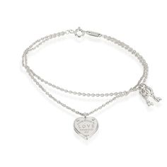 Return To Tiffany Love Heart Tag Key Bracelet Sterling Silver Silver / Bracelet Tiffany &Amp; Co. Tiffany Bracelet Silver, Pretty Items, Tiffany And Co Bracelet, Double Chain Bracelet, Key Bracelet, Tiffany Bracelets, Return To Tiffany, Heart Tag, Silver Chain Style