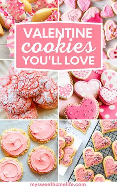 valentine cookies with pink frosting and sprinkles