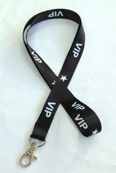 VIP design on a black background 15mm lanyard fitted with a non-detachable clasp. Also available with a safety breakaway. High Quality UK printed ID holder lanyards, printed on both sides, fitted with a metal clip, to be worn around the neck to carry ID, access cards, keys etc. Product code : H-308 Hand made in the UK Size: 94cms  (36") Width : 15mm  (0.59") Silver metal clip *  Great quality and value *  Beautifully coloured bright vivid sublimaton print *  Lightweight *  Smooth polyester fabri Vip Design, Design Vip, Personalized Lanyards, Custom Lanyards, Black Lanyard, Presents For Teachers, Key Lanyard, Uk Post, Ziplock Bags