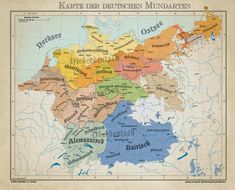 an old map of germany showing the major cities and their territorial boundaries, in different colors