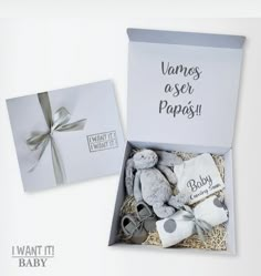 a baby gift box with its contents in it