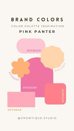 the brand color scheme for pink panter is shown in this graphic art workbook