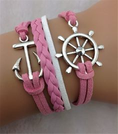 Arm Party Bracelets, Navy Anchor, Anchor Bracelet, Bracelet Crafts, Cord Bracelets, Color Rosa, Handmade Accessories, Leather Jewelry