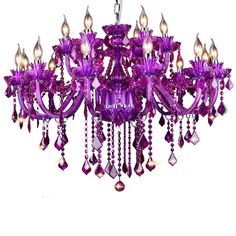 a purple chandelier hanging from the ceiling