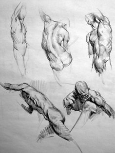 some sketches of people doing different poses