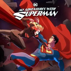 the adventures of superman and his friends are flying through space in this animated movie poster