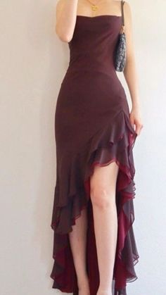 Burgundy Evening Dress, Burgundy Prom, Ruffle Prom Dress, Thrift Inspo, Grad Ideas, Burgundy Prom Dress, Prom Dress Inspiration, Pretty Prom Dresses, Prom Outfits