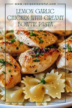 A delightful combination of tender chicken bites, zesty lemon, and creamy bowtie pasta, this dish is quick to prepare and perfect for family dinners or entertaining guests. Bowtie Pasta With Chicken, Lemon Chicken With Bow Tie Pasta, Lemon Garlic Chicken With Creamy Pasta, Chicken Pasta Recipes Bowtie, Lemon Garlic Chicken Bites With Creamy Bow Tie Pasta, Lemon Rosemary Chicken Pasta, Chicken And Bowtie Pasta Recipes Easy, Lemon Chicken Bowtie Pasta, Pasta Bow Tie Recipes