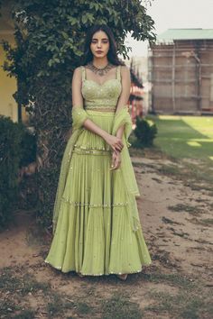 Rakhi Outfits, Mehendi Outfits, Georgette Lehenga, Indian Outfits Lehenga, Wedding Lehenga Designs, Suit Ideas, Traditional Indian Outfits