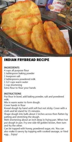 Indian Fried Bread, Indian Fried Bread Recipe, Yummy Pies, Fried Bread Recipe, Fried Bread, Fry Bread