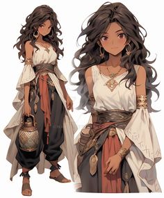 an anime character with long brown hair and white dress