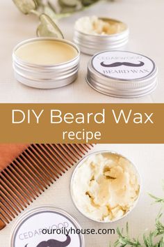 Shape and style any beard or mustache with this homemade beard wax. Beard Types, Wax Recipe, Diy Conditioner, Natural Beard, Beard And Mustache, Beard Wax, Mustache Wax