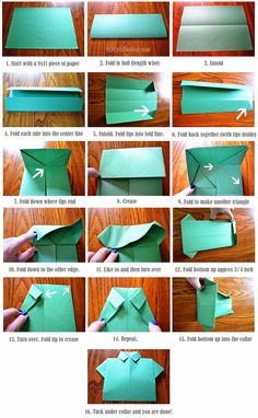 instructions to make an origami shirt