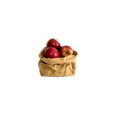 a brown paper bag filled with red apples