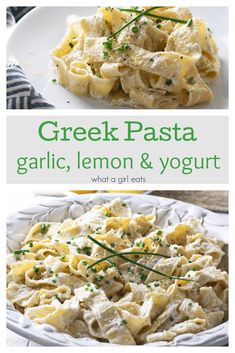 greek pasta with garlic, lemon and yogurt