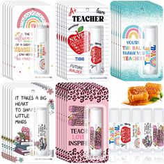 the teacher gift set includes four lip bales