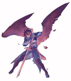 Wing Character Design, Wings Fantasy Art, Critbit Art, Winged Characters, Wings Character Design, Winged Man, Winged Character Art, Winged Character