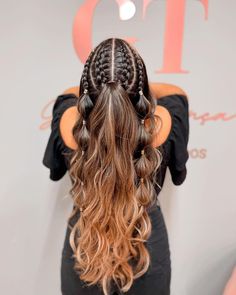 White Girl Braided Hairstyles, Half Up Half Down Braided Ponytail, Glam Braids Hairstyles, Christmas Braided Hairstyles, Hair Show Hairstyles, Hoco Hairstyles Braids, Braided Hairstyles For Christmas, White Girl Braids Hairstyles, Curls With Braids Hairstyles