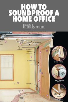 how to soundproof a home office with diagrams on the door and window sill