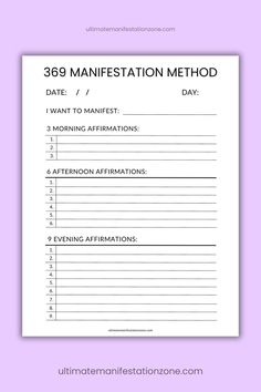 369 Manifestation Method | 369 Manifestation Journal - Click to Download Divination Methods, Self Care Worksheets, Amazon Publishing, Creating A Vision Board