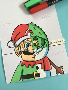 an image of a cartoon character on a piece of paper with marker and crayon markers