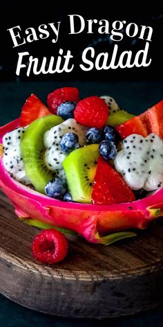 an easy dragon fruit salad in a bowl