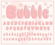 a pink bubble font and numbers with stars