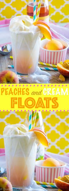 peaches and cream floaties in cups with straws